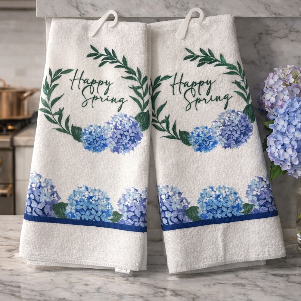 Floral White and Blue Hand Towels - Picture 12 of 12